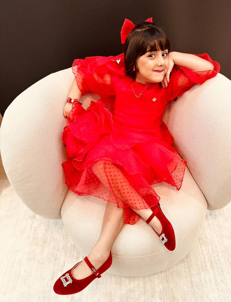 Scarpe in velluto Lila in rosso
