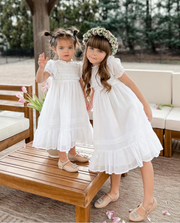 Luxury beige leather flats for girls, Italian-made kids ballerina shoes