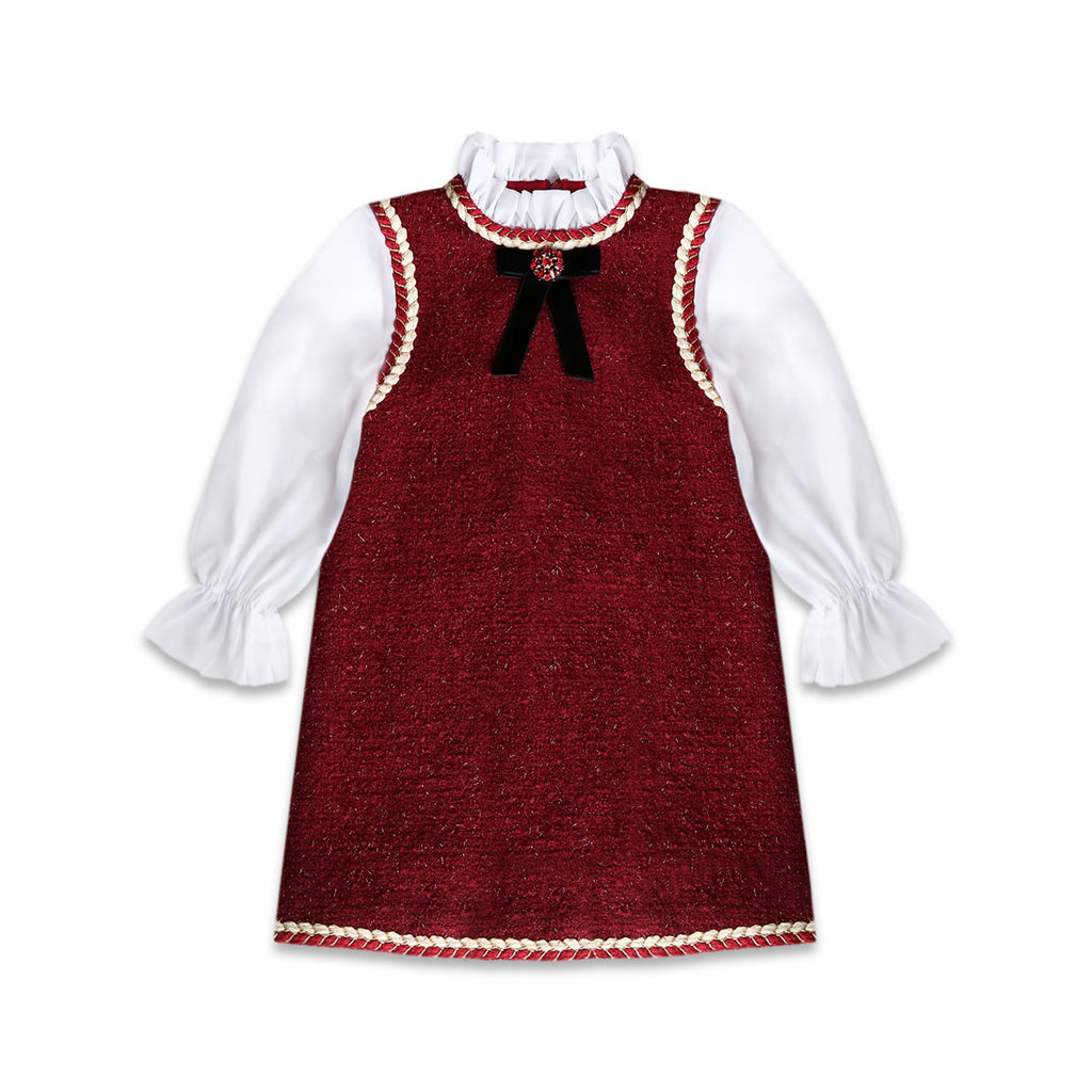 tweed burgundy dress KIKI and JOJO main image 1