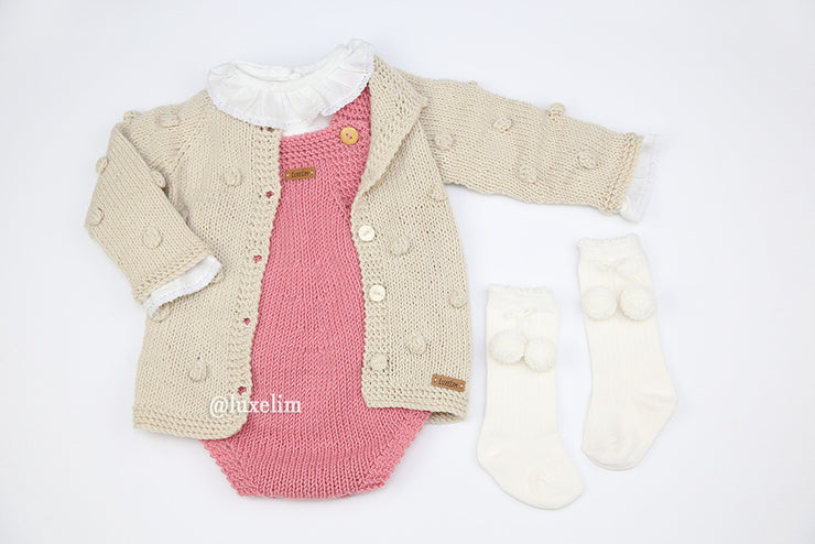 Baby Toddler Hand knitted Romper 100% Merino wool