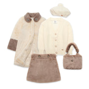 Faux-fur Coat cream brown Nicole Collection