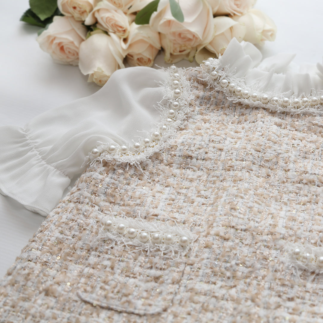 Amira tweed Dress Beige  LUXELIM