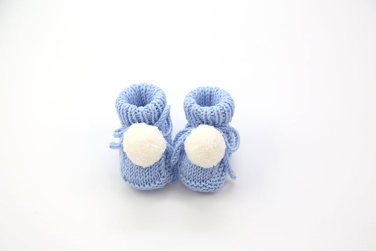 Baby pom pom Booties 100 Merino wool Hand knitted LUXELIM