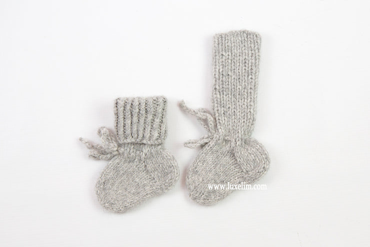 Beige Baby Booties / Alpaca wool hand knitted Socks