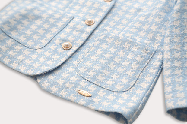 Zoe houndstooth blazer blue