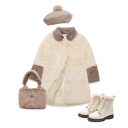 Cappotto in pelliccia sintetica crema marrone Nicole Collection