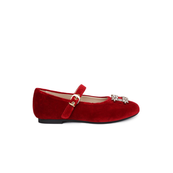 Lila Velvet Shoes in Red