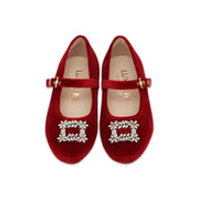 Lila Velvet Shoes in Red