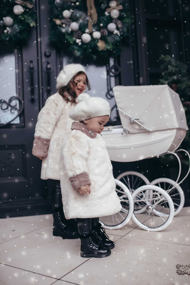 Cappotto in pelliccia sintetica crema marrone Nicole Collection