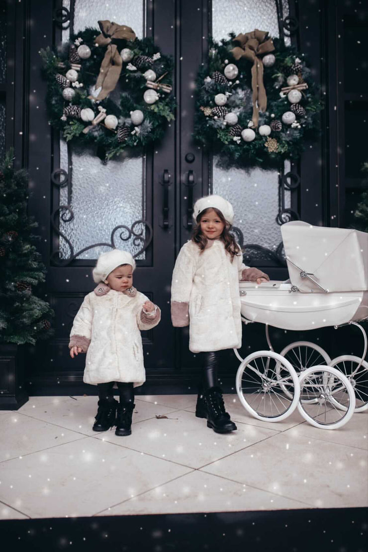 Cappotto in pelliccia sintetica crema marrone Nicole Collection