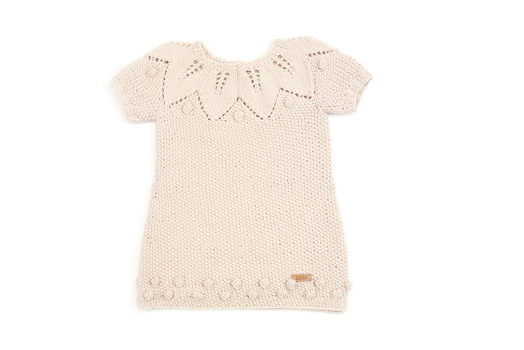 Merino wool Hand knitted Beige Dress