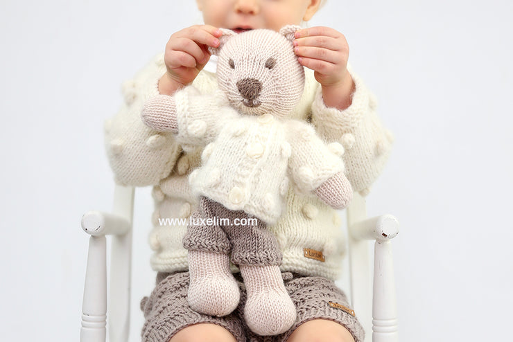 Hand Knitted Teddy Bear 100% Merino wool