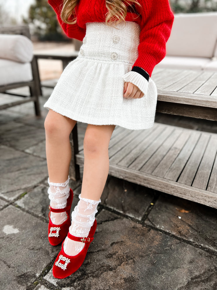Scarpe in velluto Lila in rosso